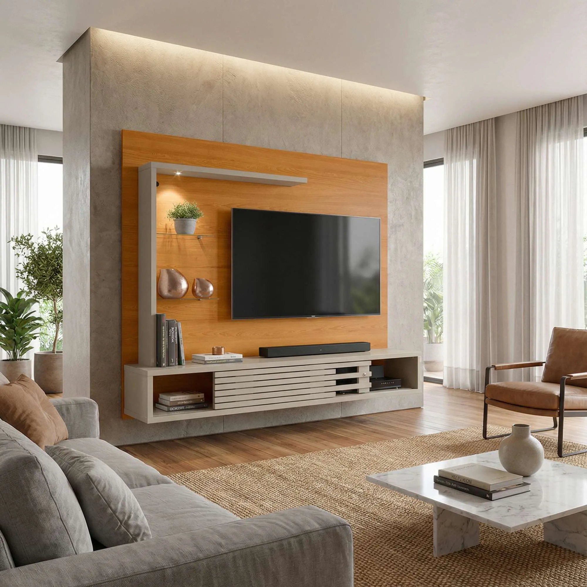 Painel Bancada para Tv  50'' Led 2 Portas Suspensa Select-Frizz